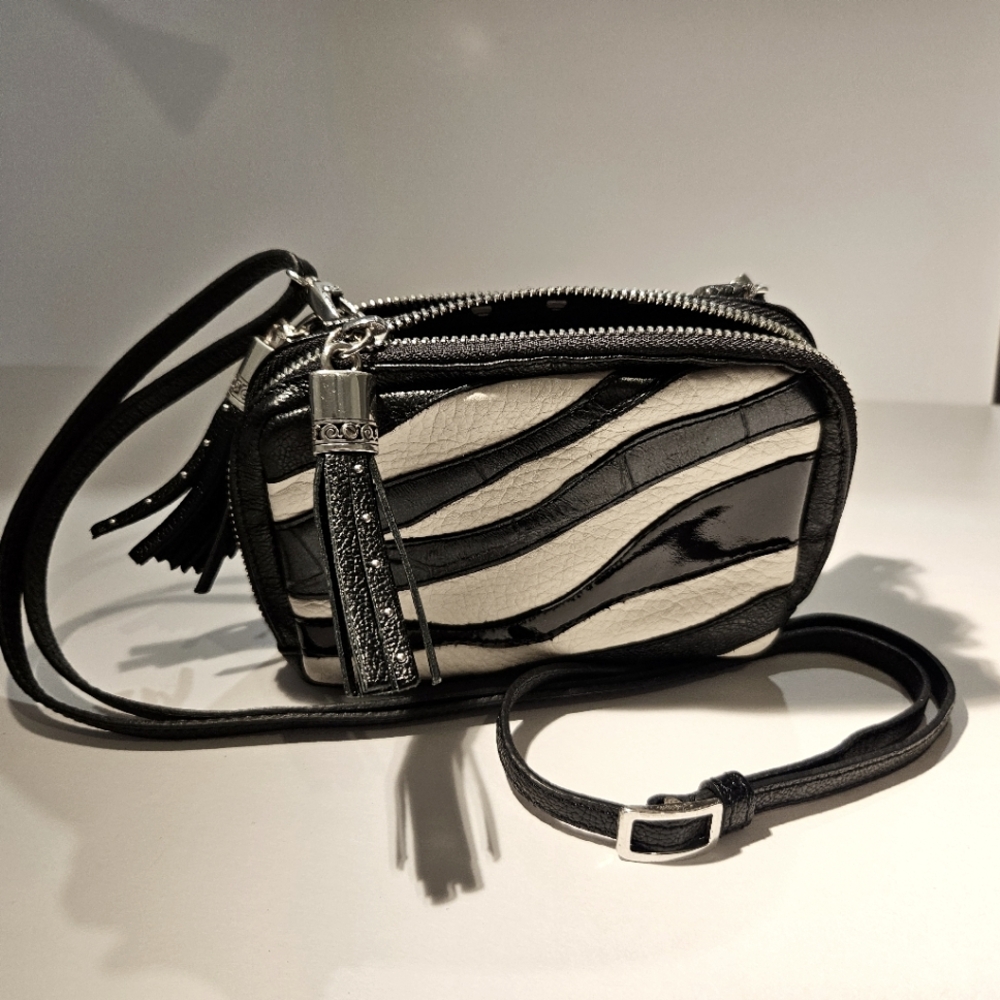 Womens Shoulder Bag Bk Zebra Print Adjustable Crossbody Whimsigoth Grunge Purse